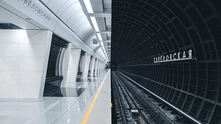metrô, túnel, subterrâneo, Rússia, Moscou, ferrovia, metro, vista dividida, HD papel de parede