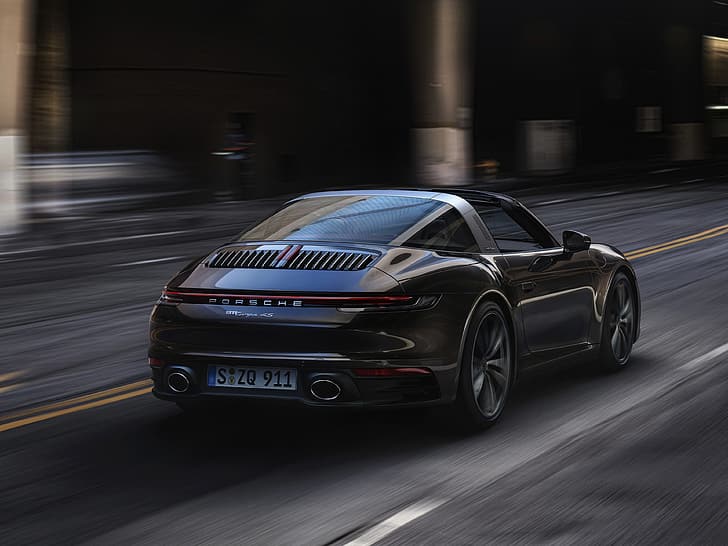 street, 911, Porsche, in motion, ass, Targa, 2020, 992, The 911 Targa 4S, 911 Targa, HD wallpaper