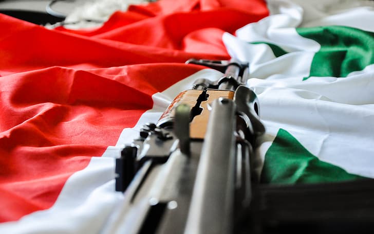 weapon, AK-47, flag, syria, syrian flag, HD wallpaper