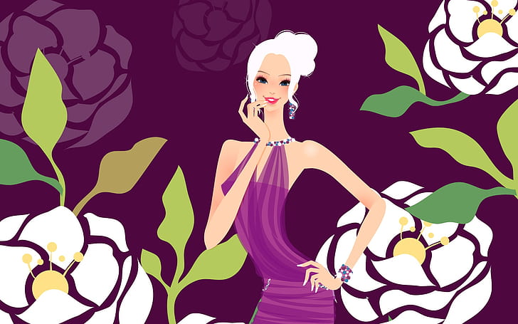 Purple dress fashion girl vector, Purple, Dress, Fashion, Girl, Vector, HD wallpaper
