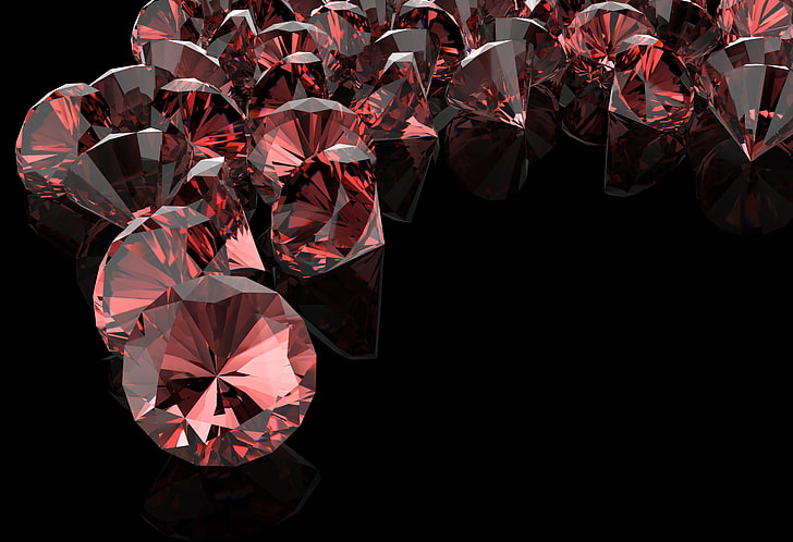 pedras vermelhas, diamantes, o fundo escuro, diamantes vermelhos, HD papel de parede