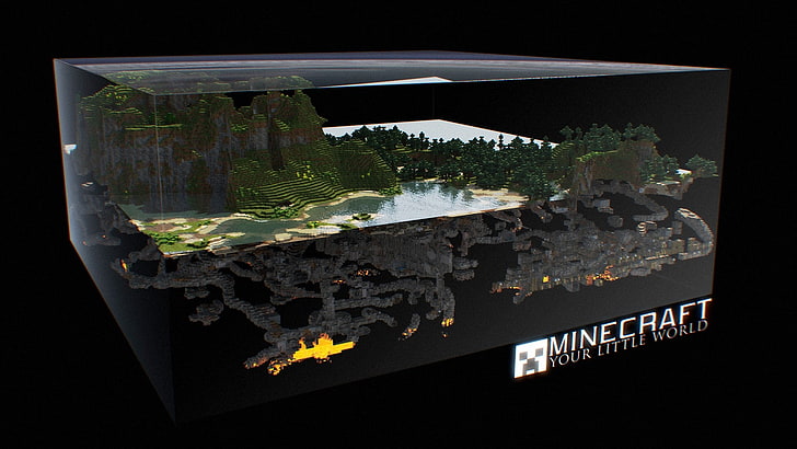 Tur Minecraft wallpaper dunia kecil, Minecraft, CGI, seni digital, video game, tampilan terpisah, Wallpaper HD