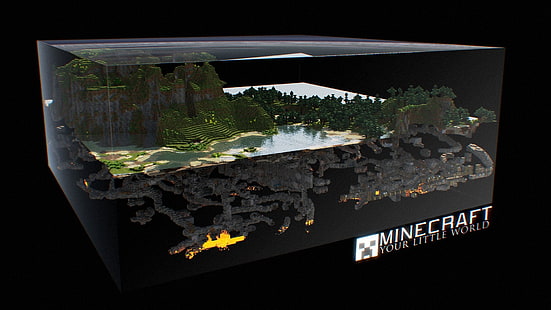 Minecraft Tour kleine Welt Wallpaper, Minecraft, CGI, digitale Kunst, Videospiele, geteilte Ansicht, HD-Hintergrundbild HD wallpaper