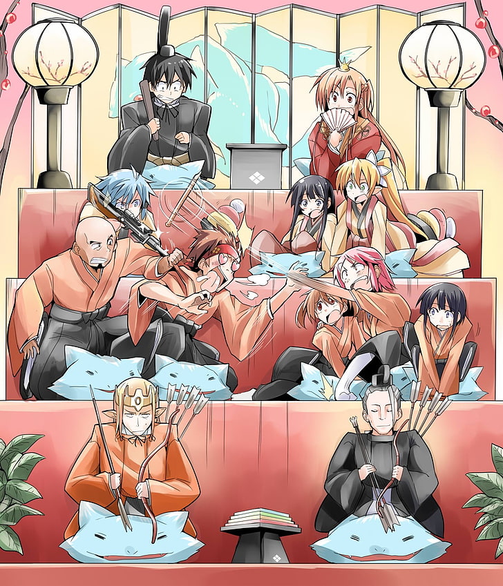 Sword Art Online illustration, anime, Sword Art Online, Kirigaya Kazuto, Yuuki Asuna, HD wallpaper