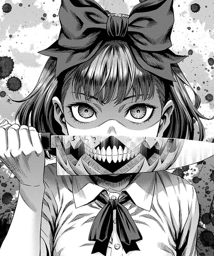 Manga, anime, gore, cuchillo, oscuro, baja saturación, monocromo, negro,  Fondo de pantalla HD | Wallpaperbetter