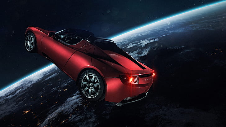 Elon Musk Tesla Roadster w kosmosie, kosmosie, Roadster, Tesla, Elon, Musk, Tapety HD