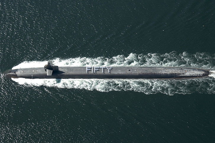 submarine, military, aerial view, vehicle, HD wallpaper