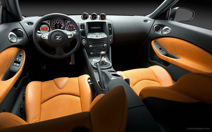 Interior Nissan 370z, roda kemudi mobil hitam, interior, nissan, 370z, mobil, Wallpaper HD