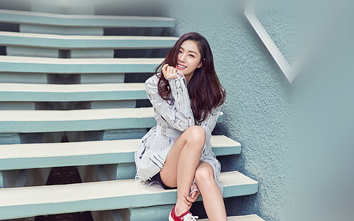 kpop, dziewczyna, schody, koreański, Tapety HD HD wallpaper