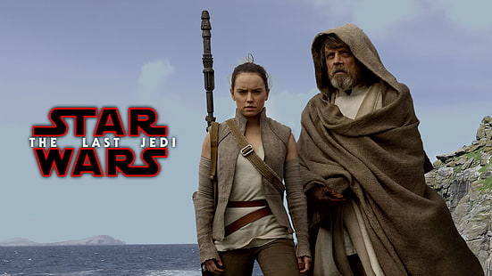 Star Wars: The Last Jedi, Rey (dari Star Wars), Luke Skywalker, Daisy Ridley, Mark Hamill, Wallpaper HD HD wallpaper