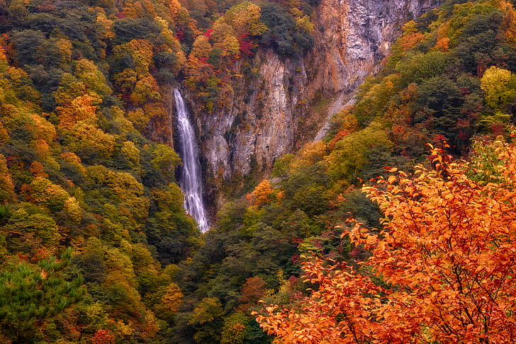 Waterfalls, Waterfall, Colorful, Fall, Japan, Landscape, HD wallpaper