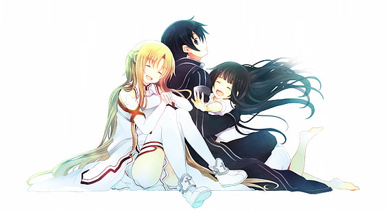 Sword Art Online, Yuuki Asuna, Kirigaya Kazuto, Yui-MHCP001, Fond d'écran HD HD wallpaper