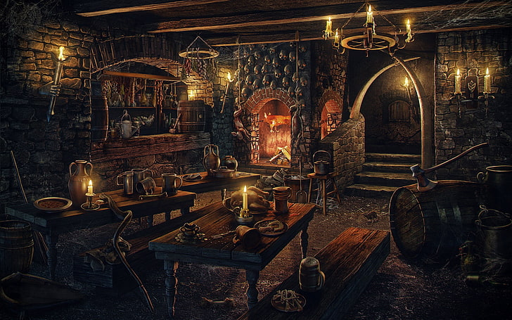 Kunst, Taverne, 3 D, Andrew Krivulya, Inn, HD-Hintergrundbild