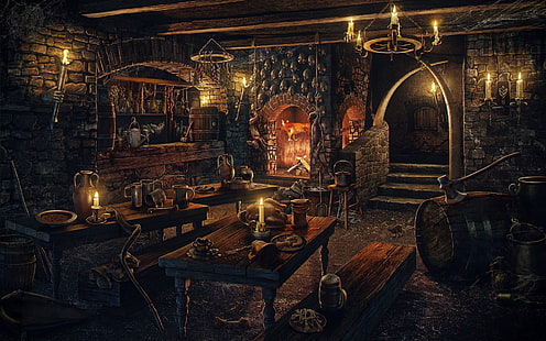 Kunst, Taverne, 3 D, Andrew Krivulya, Inn, HD-Hintergrundbild HD wallpaper