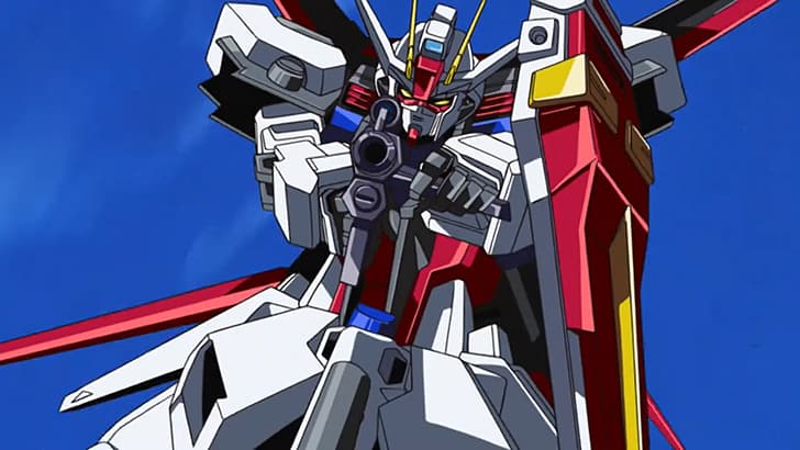 anime, Anime screenshot, Aile Strike Gundam, Mobile Suit Gundam SEED, Gundam, mechs, Super Robot Taisen, artwork, digital art, HD wallpaper