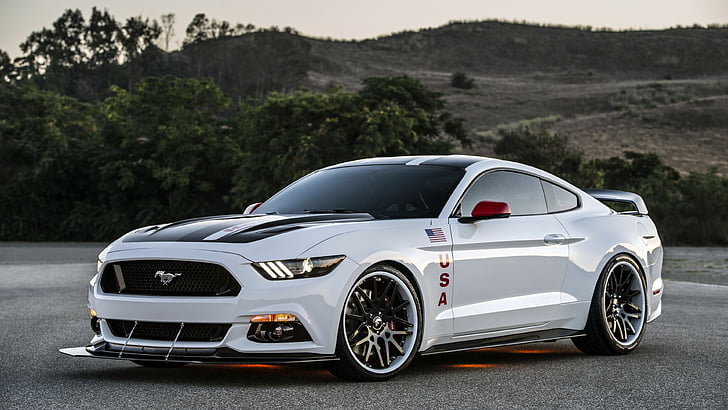 Ford Mustang Apollo Edition, mustang, putih, mobil sport, Wallpaper HD