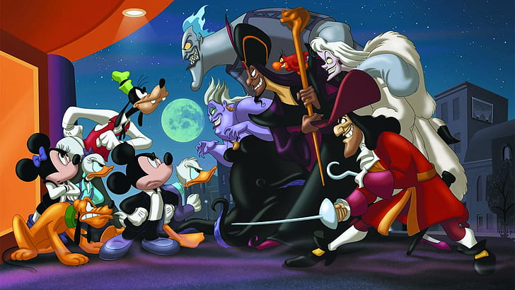 Heroes Of Disney Cartoon Evil Mickey Mouse And Minnie Donald Duck With Daisy Pluto And Goofy Disney Wallpaper 1920 × 1080, HD tapet