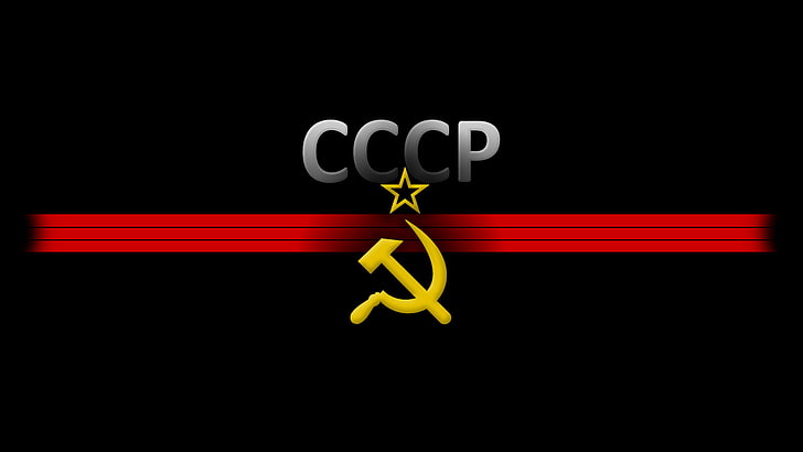 Sovjetunionens logotyp, stjärna, Sovjetunionen, svart bakgrund, hammaren och skäran, HD tapet