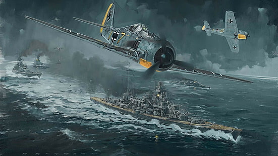 WWII World War Airplane Drawing Plane Drawing Battleship Fw 190 Channel Dash 1942 Operacja Cerberus HD, cyfrowy / grafika, rysunek, świat, wojna, samolot, samolot, kreska, wojna światowa, pancernik, cerberus, operacja, kanał, 1942, 190, fw, Tapety HD HD wallpaper