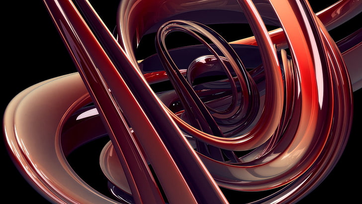 red and black car wheel, abstract, 3D, Photoshop, digital art, render, shapes, HD wallpaper