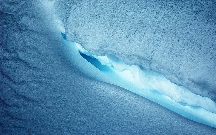 айсберг, лед, пещера, синий, HD обои