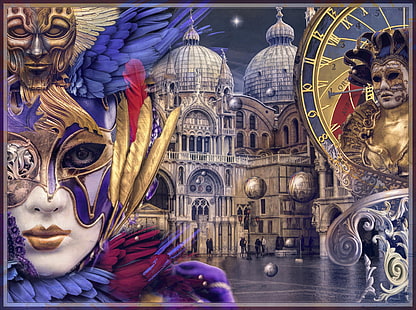 маска, венеция, карнавал, HD обои HD wallpaper