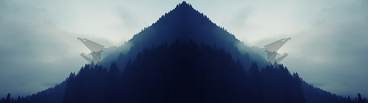Aorus, Dual Monitors, eagle, forest, landscape, Simple, HD wallpaper