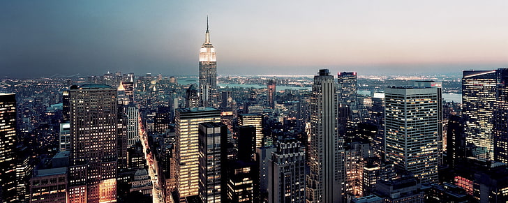 都市、ニューヨーク市、都市景観の空撮、 HDデスクトップの壁紙