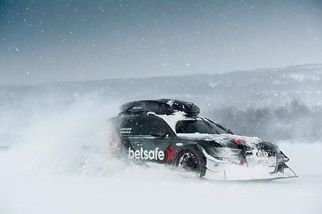 black Betsafe snow car, Audi, RS6, Audi RS6, Audi RS6 Avant, Gumball, Gumball 3000, HD wallpaper HD wallpaper