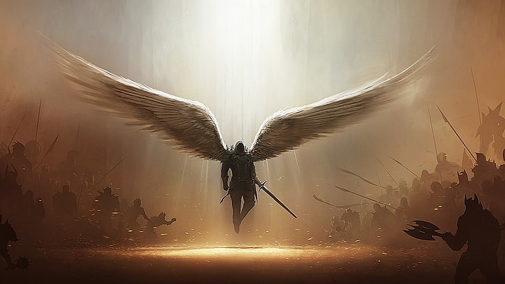 ángel, obra de arte, Diablo III, tyrael, videojuegos, Fondo de pantalla HD