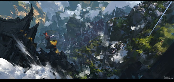 Fantasiekunst, Wasserfall, HD-Hintergrundbild