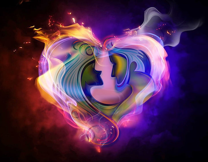 Flamme Herz Tapete, Liebe, abstrakt, HD-Hintergrundbild