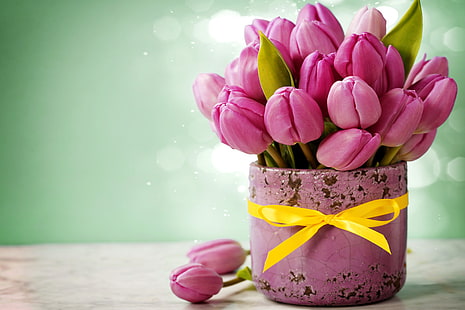 Blumen, Strauß, Tulpen, Liebe, Holz, romantisch, lila, HD-Hintergrundbild HD wallpaper