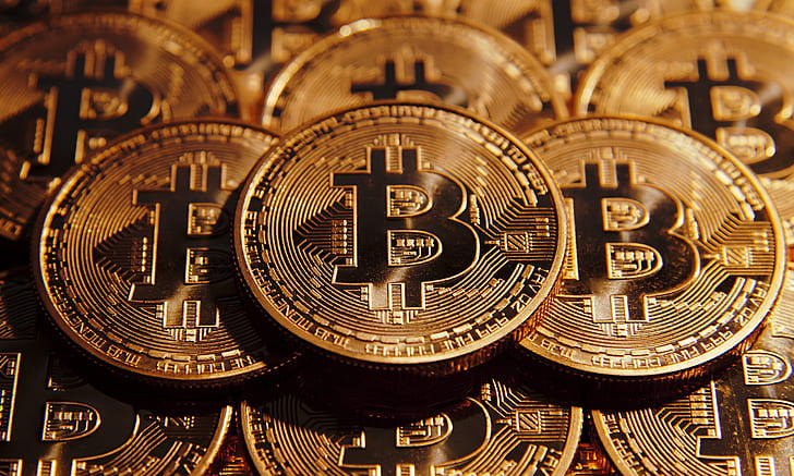 Gold, Coin, Bitcoin, Crypto-currency, HD wallpaper
