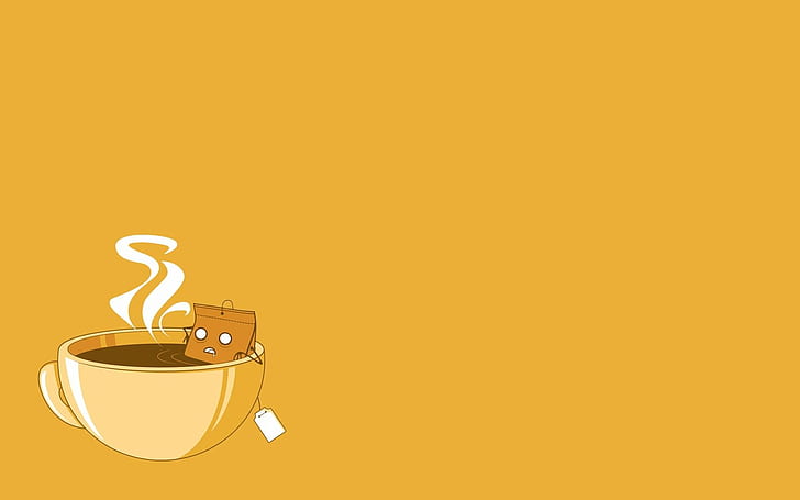 background, Bag, coffee, cups, funny, minimalistic, Relaxed, Sauna, Simple, tea, Time, vectors, HD wallpaper
