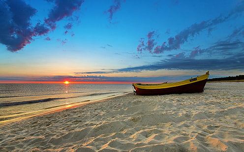 Barca a remi Spiaggia, spiaggia, natura, barca a remi, Sfondo HD HD wallpaper