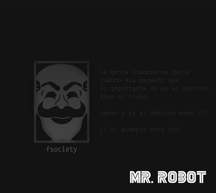 latar belakang hitam, Fsociety, peretasan, Tn. Robot, Frasa, Spanyol, TV, Wallpaper HD
