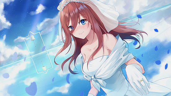 Anime, The Quintessential Quintuplets, Mädchen, Miku Nakano, Hochzeitskleid, HD-Hintergrundbild HD wallpaper