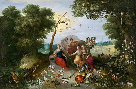 obraz, Jan Brueghel młodszy, Alegoria czterech żywiołów, Tapety HD HD wallpaper