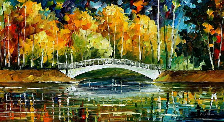 اللوحة ، الجسر ، الملونة ، ليونيد أفريموف، خلفية HD