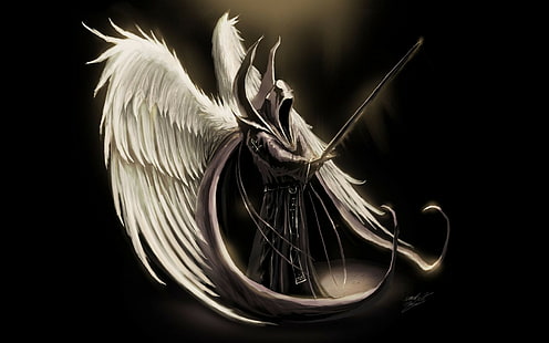 asas, anjo, arte da fantasia, espada, HD papel de parede HD wallpaper