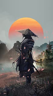  artwork, fantasy art, samurai, HD wallpaper HD wallpaper