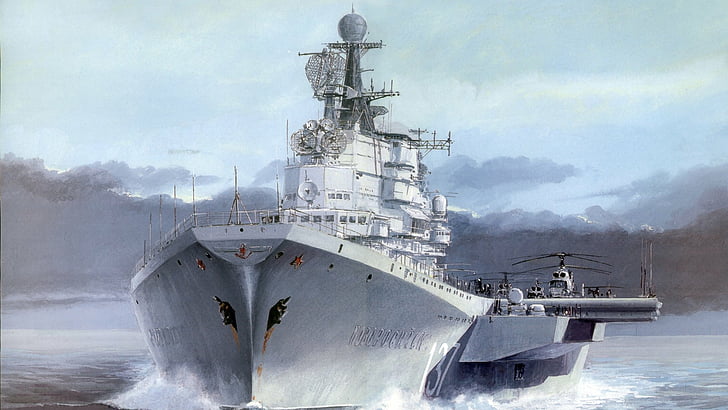 Warships, Russian Navy, Aircraft Carrier, Soviet aircraft carrier Novorossiysk, Warship, HD wallpaper