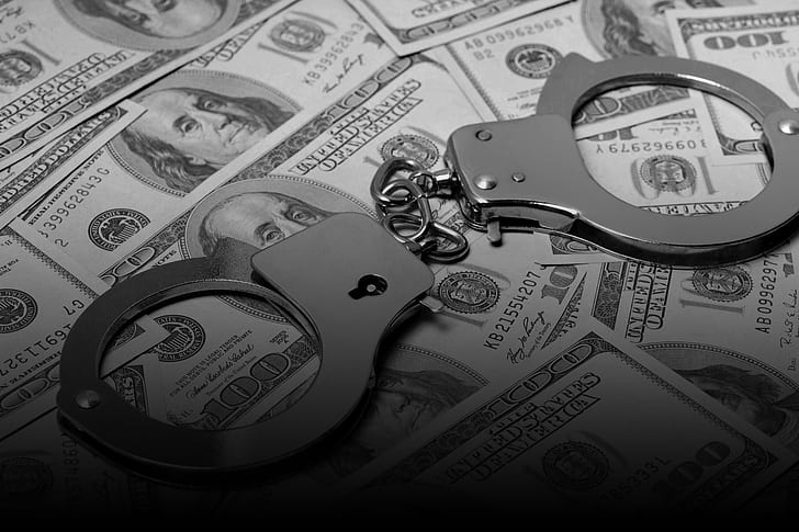 money, police handcuffs, smuggling, HD wallpaper