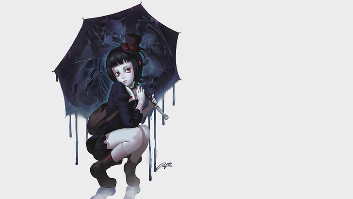 Shingeki no Bahamut, zombies, necromancers, umbrella, Rita (Shingeki no Bahamut), anime girls, HD wallpaper