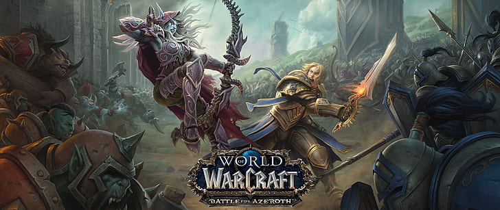 Anduin Rinn, Sylvanas Windrunner, warcraft dünyası, World of Warcraft: Azeroth Savaşı, HD masaüstü duvar kağıdı