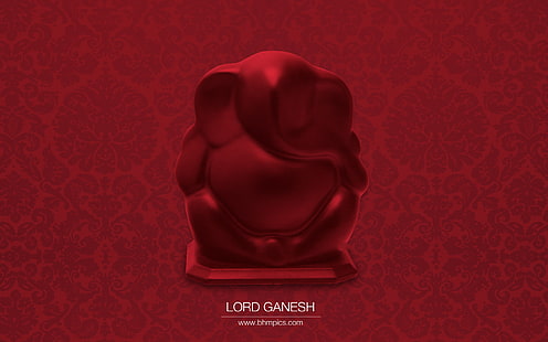 Couleur rouge Seigneur Ganesha, figurine Ganesha avec texte ov erlay, Festivals / vacances, Dieu, rouge, vacances, coloré, ganesha, festivals, seigneur, Fond d'écran HD HD wallpaper