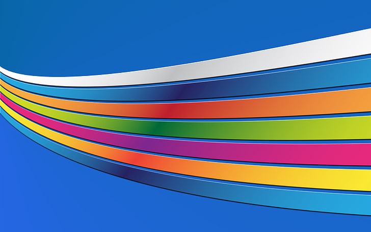 multicolored line artwork, ainbow, band, colorful, blue, HD wallpaper