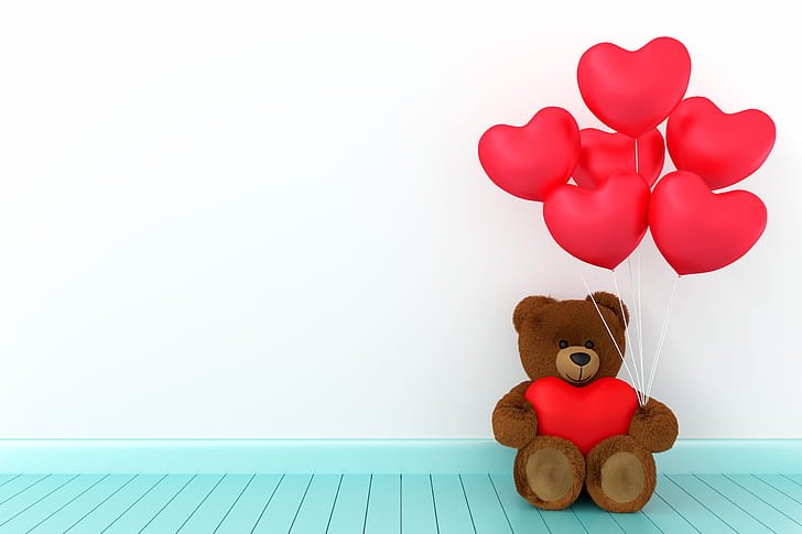 Liebe, Spielzeug, Herz, Bär, Herzen, rot, Holz, romantisch, Teddy, Valentinstag, Geschenk, niedlich, HD-Hintergrundbild