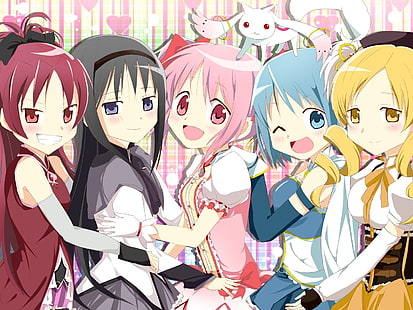 อะนิเมะ, Mahou Shoujo Madoka Magica, Kyuubey, Kaname Madoka, วอลล์เปเปอร์ HD HD wallpaper